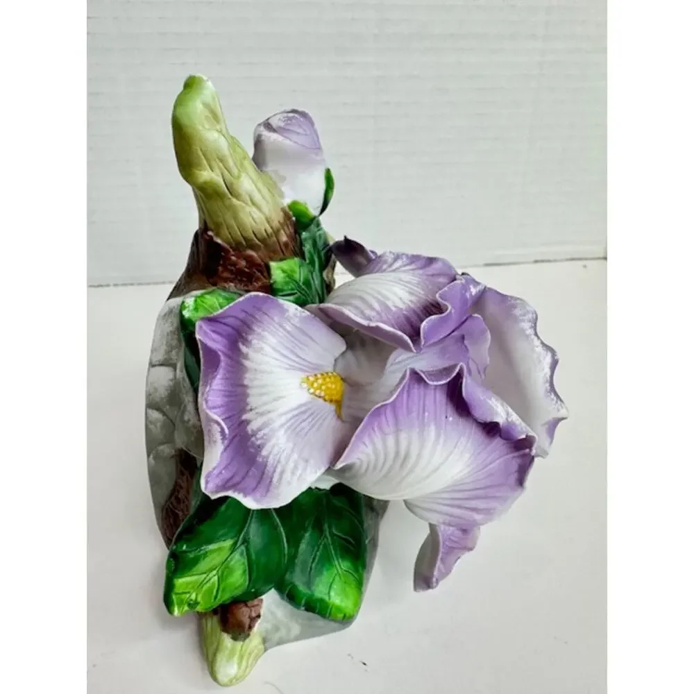Vintage Porcelain Purple Iris Night Light Cover Floral Cottagecore Decor 4.5